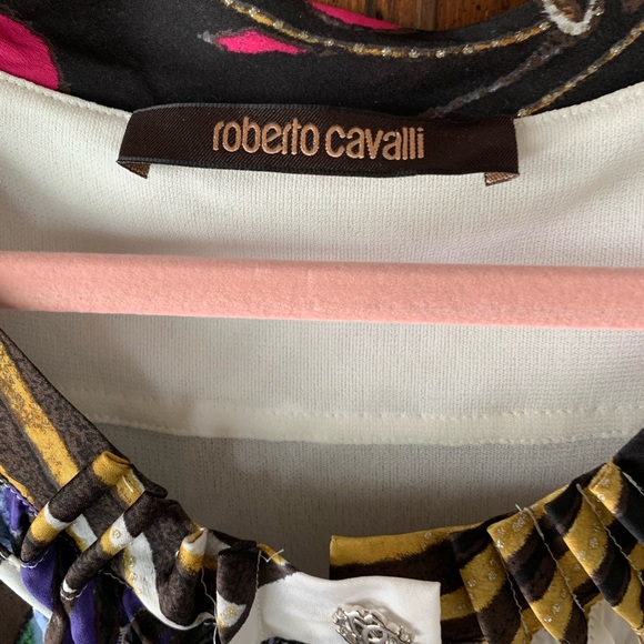 SOLD — Y2K Roberto Cavallli | Cream Butterfly Botanical Print Blouse M - Picture 7 of 13
